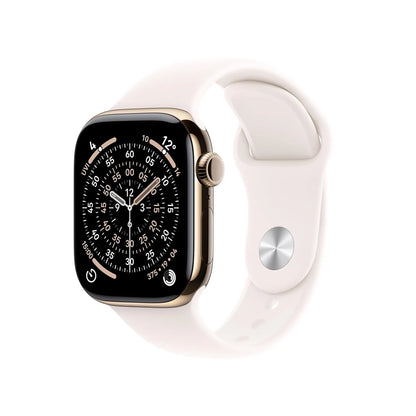 Apple Watch Series 11 GPS + Cellular 42mm Gold Titanium Case with Light Blush Sport Band