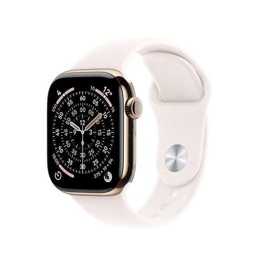 Apple Watch Series 11 GPS + Cellular 42mm Gold Titanium Case with Light Blush Sport Band