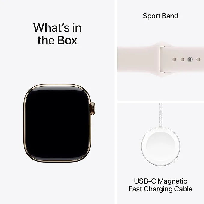 Apple Watch Series 11 GPS + Cellular 42mm Gold Titanium Case with Light Blush Sport Band