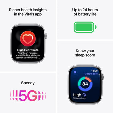 Apple Watch Series 11 GPS + Cellular 42mm Jet Black Aluminium Case with Black Sport Band - S/M