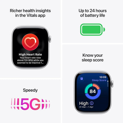 Apple Watch Series 11 GPS + Cellular 42mm Jet Black Aluminium Case with Black Sport Band - S/M