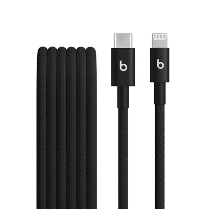 Beats USB-C to Lightning Woven Cable, Fast Charging, Durable/Tangle-Free, Compatible Charger for Apple Devices w Lightning Ports (1.5 m) - Black