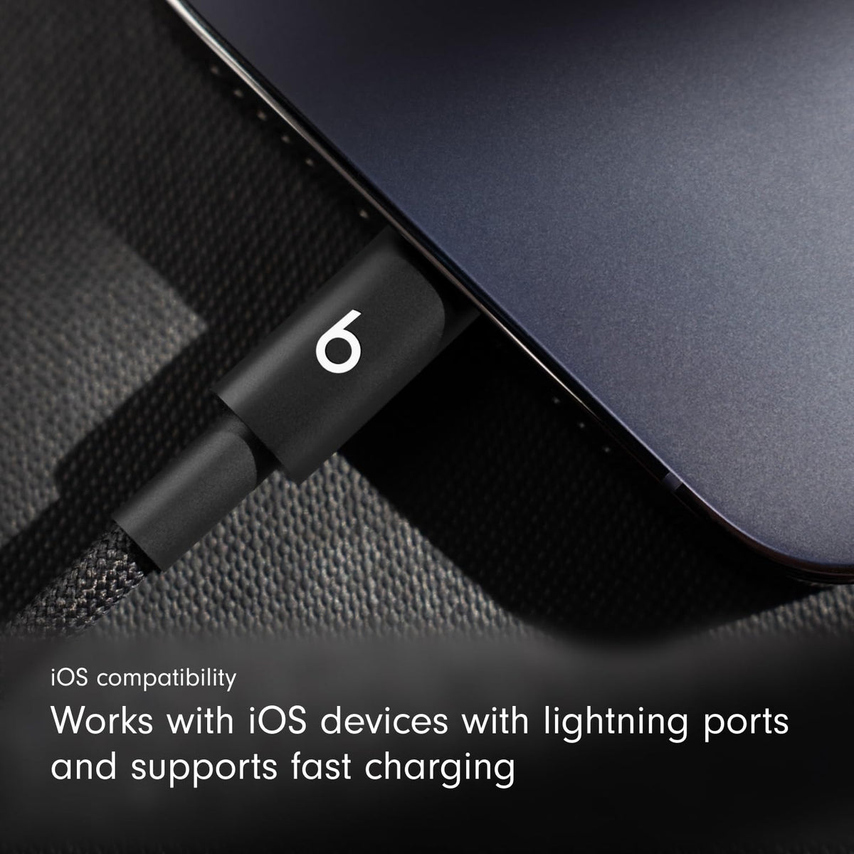 Beats USB-C to Lightning Woven Cable, Fast Charging, Durable/Tangle-Free, Compatible Charger for Apple Devices w Lightning Ports (1.5 m) - Black