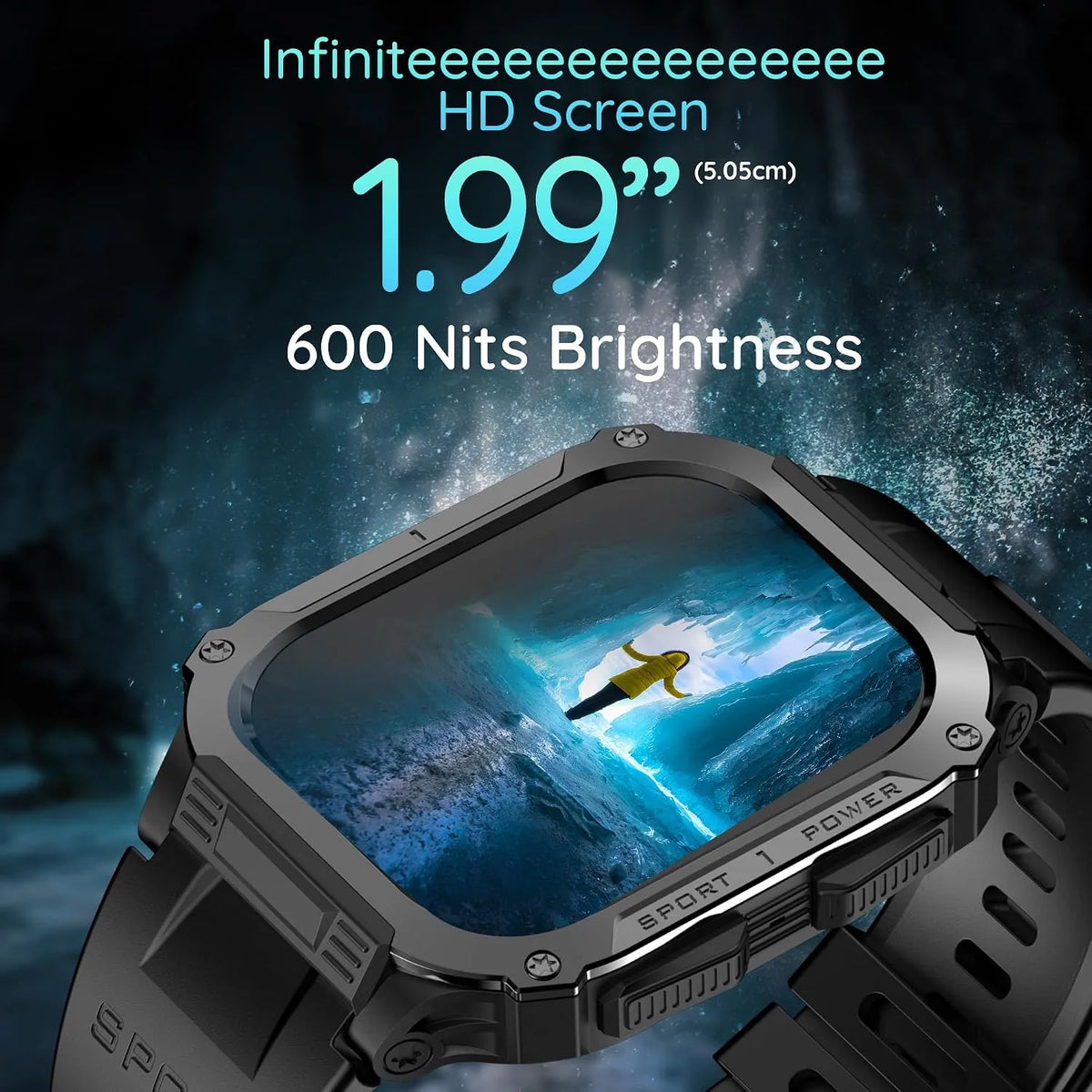 Pebble Bravo 1.99" (5.05 cm) Infinite Display, Bright HD Display 600Nits BT Calling, One Time BT Connect, 520 mAh Battery, Health Suite, Multi Sports Mode, Rugged Built - Jet Black