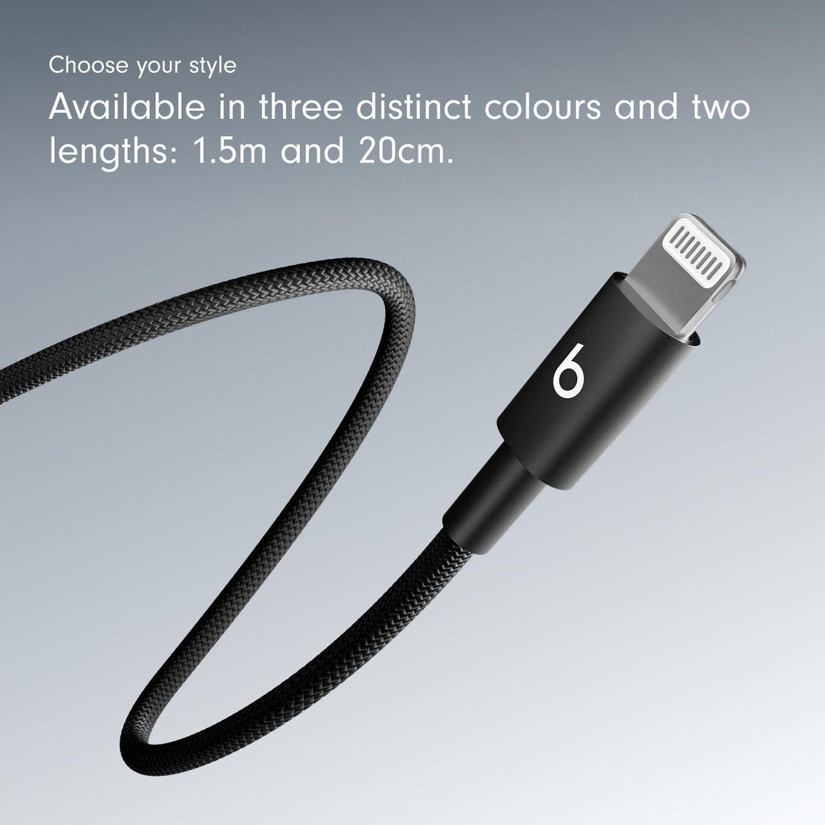 Beats USB-C to Lightning Woven Cable, Fast Charging, Durable/Tangle-Free, Compatible Charger for Apple Devices w Lightning Ports (1.5 m) - Black