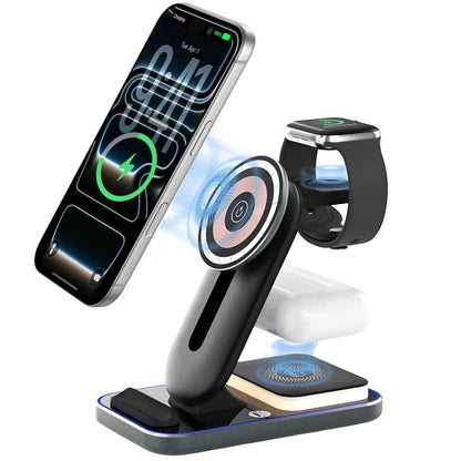 Virtutron 3-in-1 Magnetic Wireless Charger Qi2 | 23W MagSafe Charging Stand | Compatible for iPhone