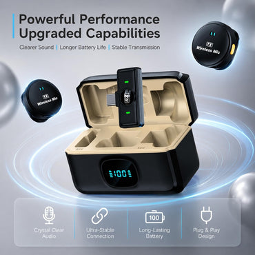 Futopia Wireless Rechargeable Microphone with Charging Case 300mAh, Noise Cancellation Mic, Clip-On Collar, 3Hr Playtime, 20m Range Perfect for YouTube, Podcast, Vlogging, Streaming & Video Recording