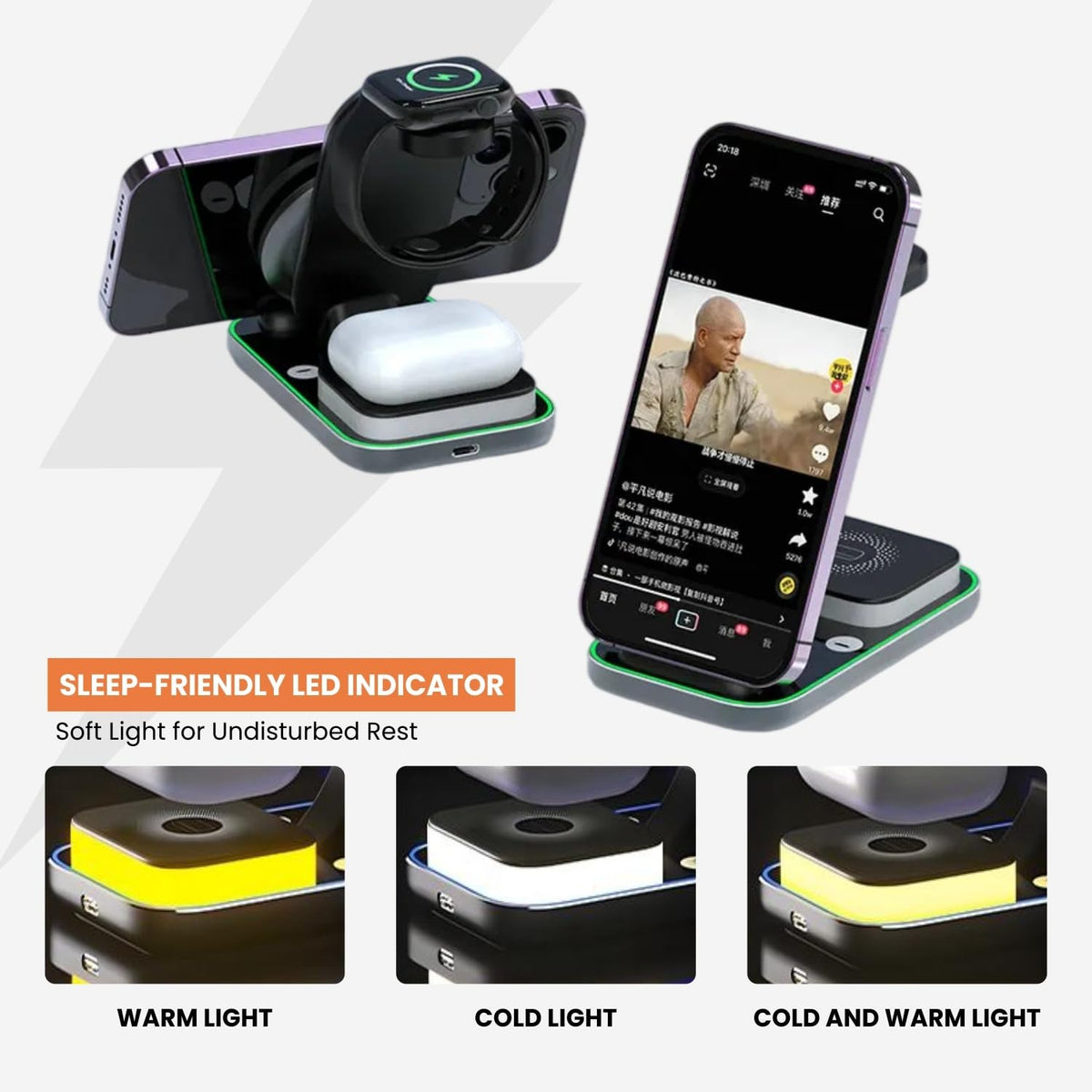 Virtutron 3-in-1 Magnetic Wireless Charger Qi2 | 23W MagSafe Charging Stand | Compatible for iPhone