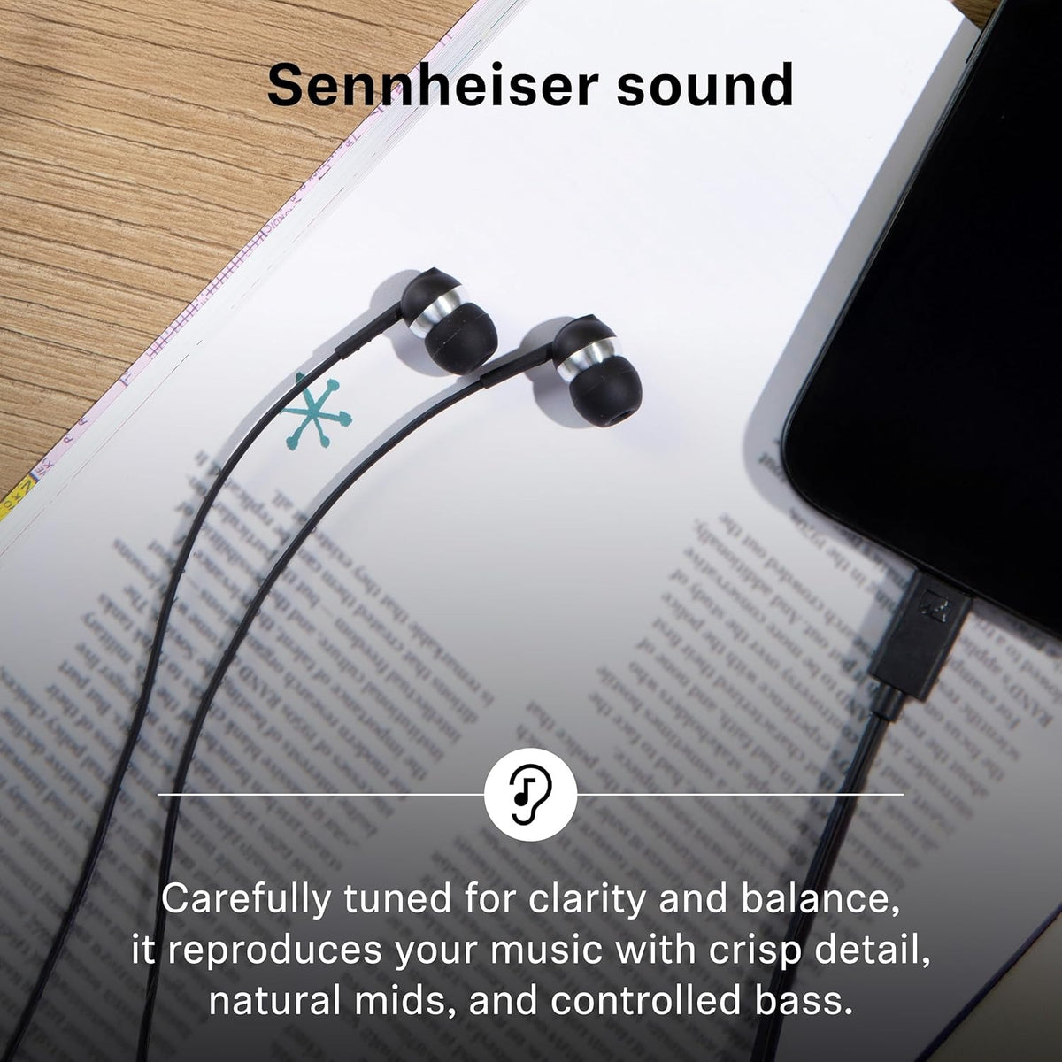 Sennheiser CX 80U Wired in-Ear Earphones with in-Line Microphone, One Button Smart Control, Lightweight Design, USB Type-C,(Black)