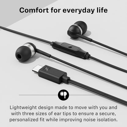 Sennheiser CX 80U Wired in-Ear Earphones with in-Line Microphone, One Button Smart Control, Lightweight Design, USB Type-C,(Black)