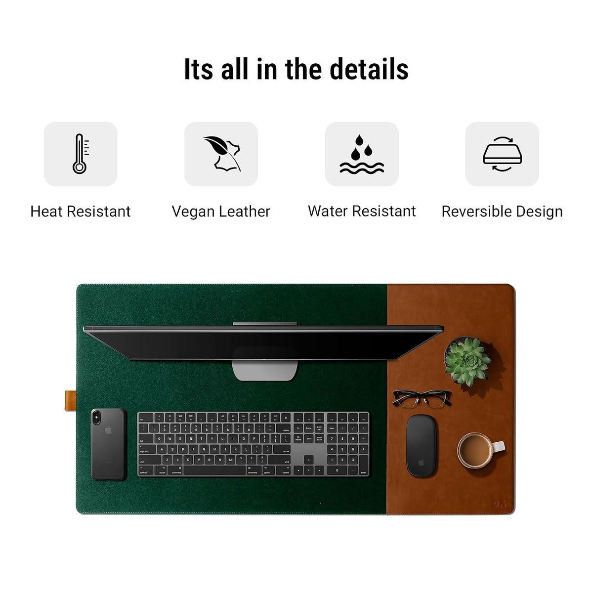 DailyObjects Turf 2.0 Desk Mat | Super Smooth Felt for Gaming Home and Office | Vegan Leather | Work from Home Solution for Laptop Keyboard and Mouse
