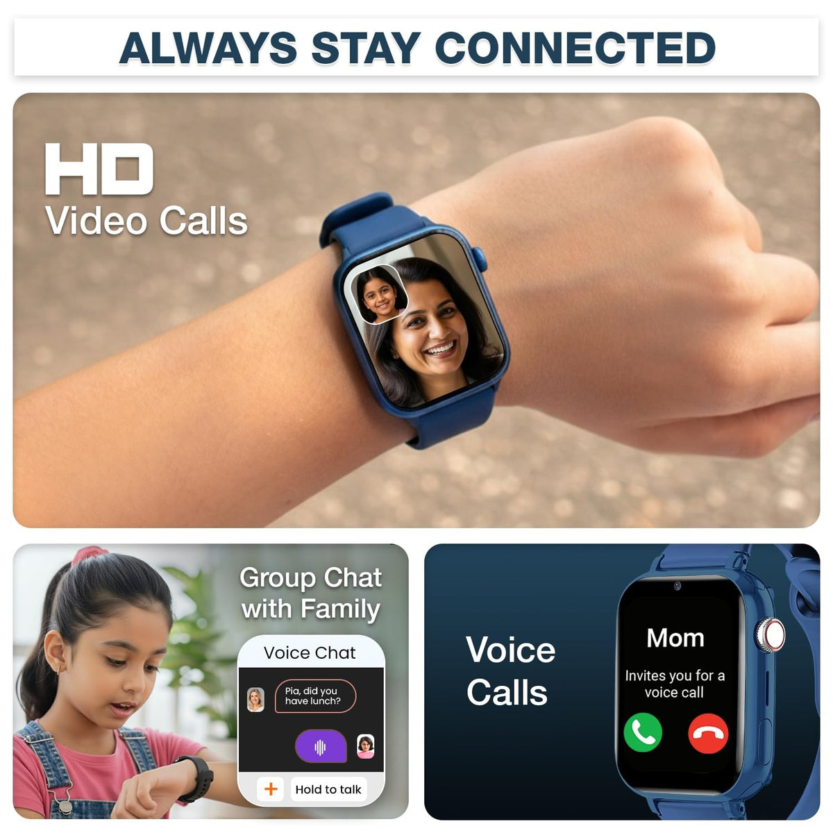 imoo Phone Watch Z1 – Smart Watch with GPS Tracker, 4G Video & Voice Calls, Advanced Parental Controls, Durable Quality with IPX8 Water Resistance, SOS, for Kids