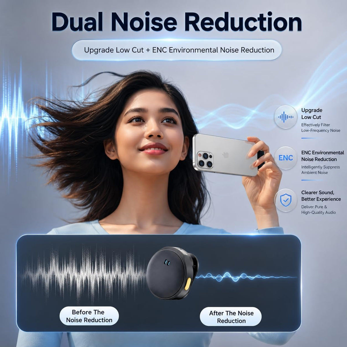 Futopia Wireless Rechargeable Microphone with Charging Case 300mAh, Noise Cancellation Mic, Clip-On Collar, 3Hr Playtime, 20m Range Perfect for YouTube, Podcast, Vlogging, Streaming & Video Recording