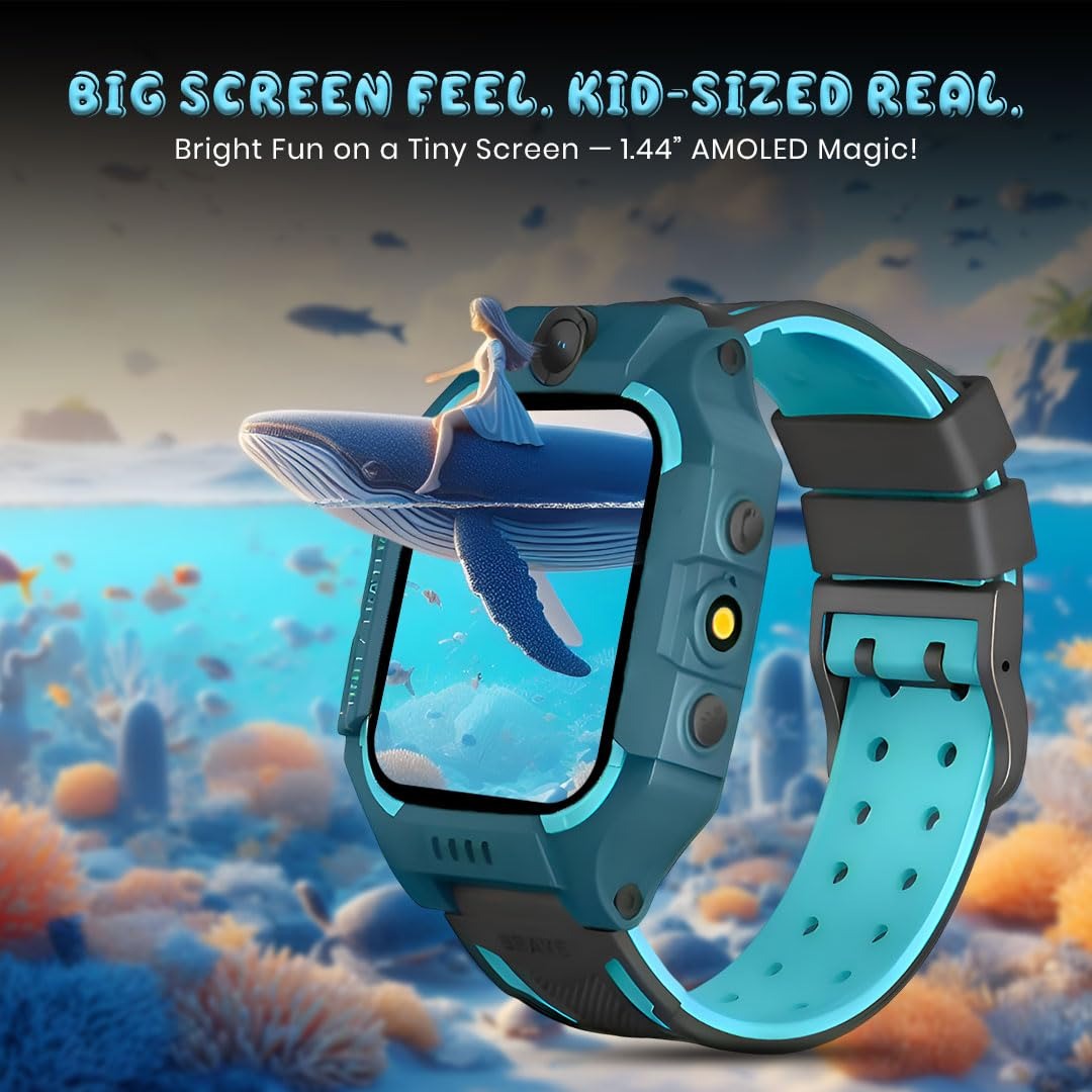 Melbon® 2G Sim Card SmartWatch for Kids, LBS Location Tracking, Voice Message, Cameras, 2G Voice Calling & Message, SOS, Geo-Fencing, Games - Perfect for Child Safety and Entertainment