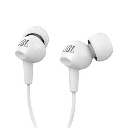 JBL C100SI Wired In Ear Headphones With Mic, Pure Bass Sound, One Button Multi-Function Remote, Premium Metallic Finish, Angled Buds For Comfort Fit (Black)