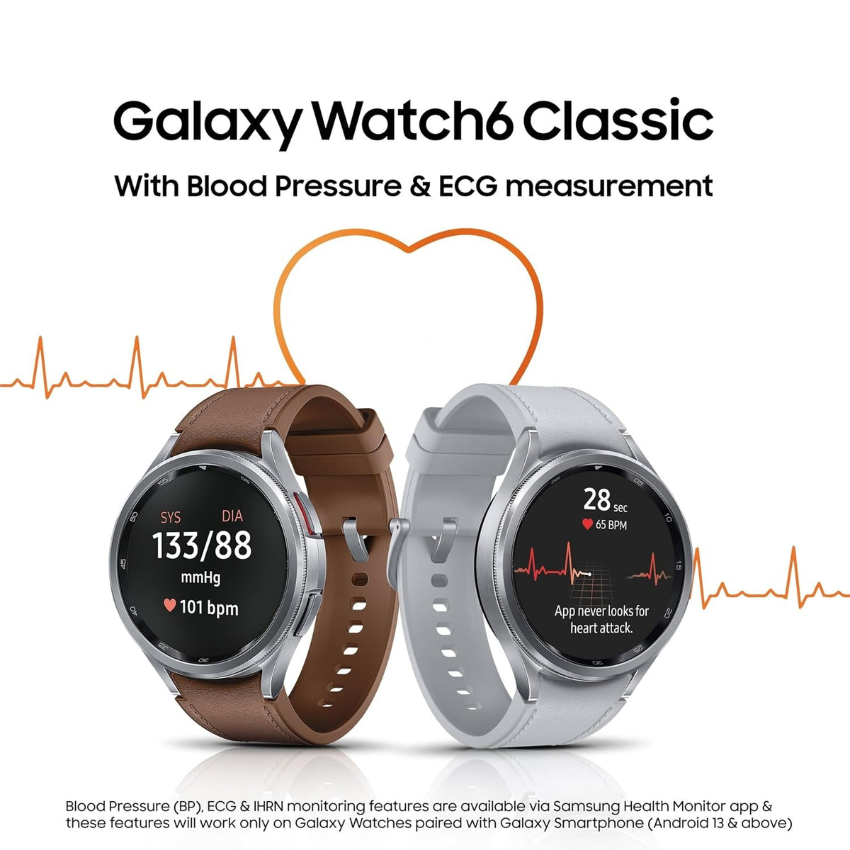 Samsung Galaxy Watch6 Classic Smartwatch with Rotating Bezel, BP & ECG Monitoring