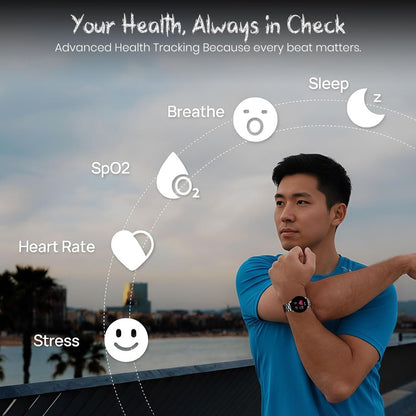 GameSir Active 2 Smartwatch for Men & Women, 1.39” HD Round Display, Bluetooth Calling, Heart Rate & SPO₂, 100+ Sports Modes, IP67, Long Battery Life for Android & iOS