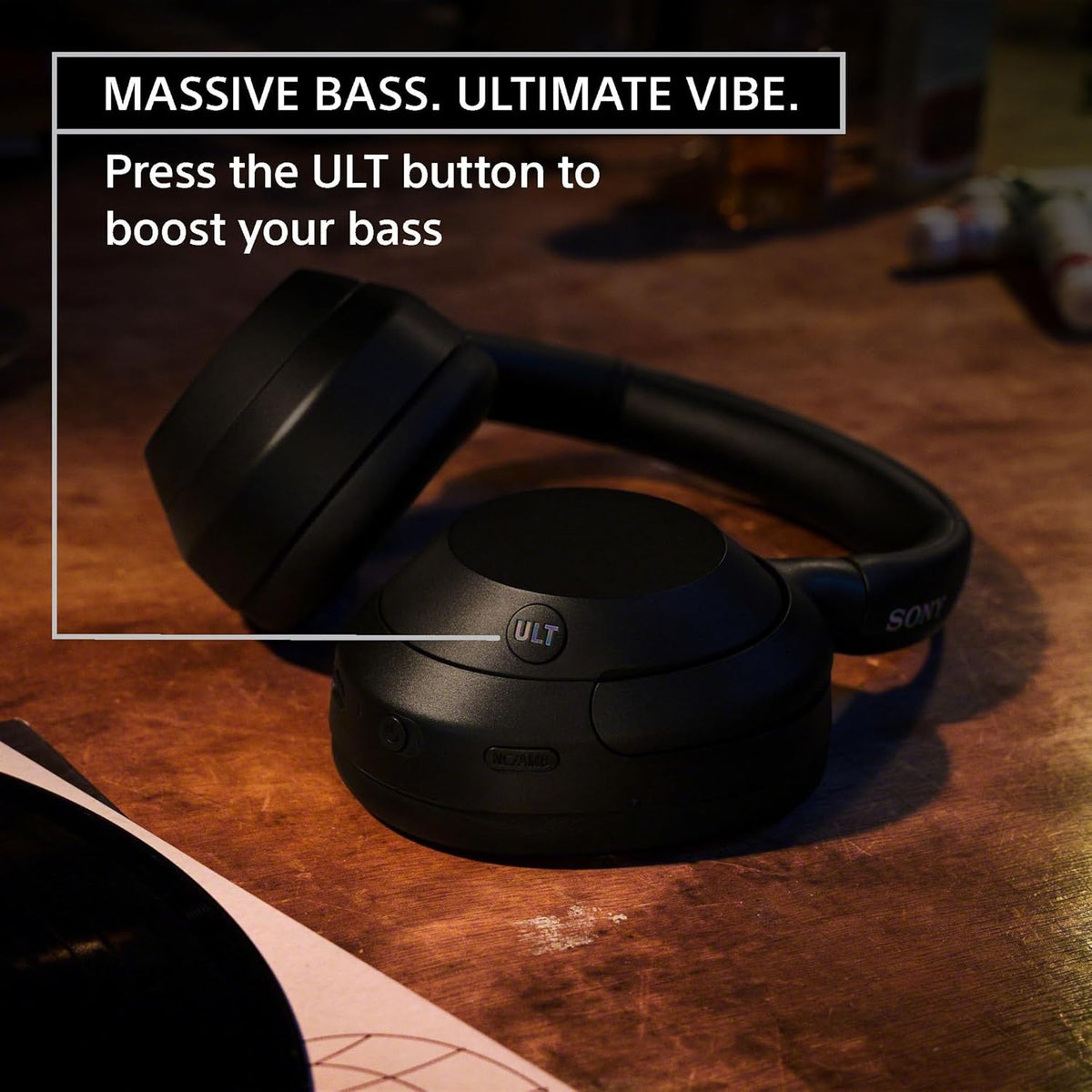 Sony ULT Wear WH-ULT900N Noise Cancellation Wireless Bluetooth Over Ear Headphones with Massive Bass, Up to 50Hrs Battery-Black