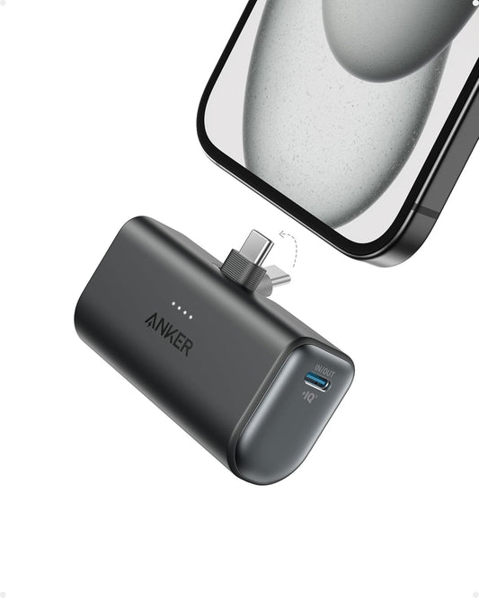 Anker iPhone 15 Portable Charger, Nano Power Bank with Built-in USB C Connector,5,000mAh Portable Charger 22.5W,for iPhone 15 Series,Samsung S22/23 Series,iPad Pro/Air,AirPods