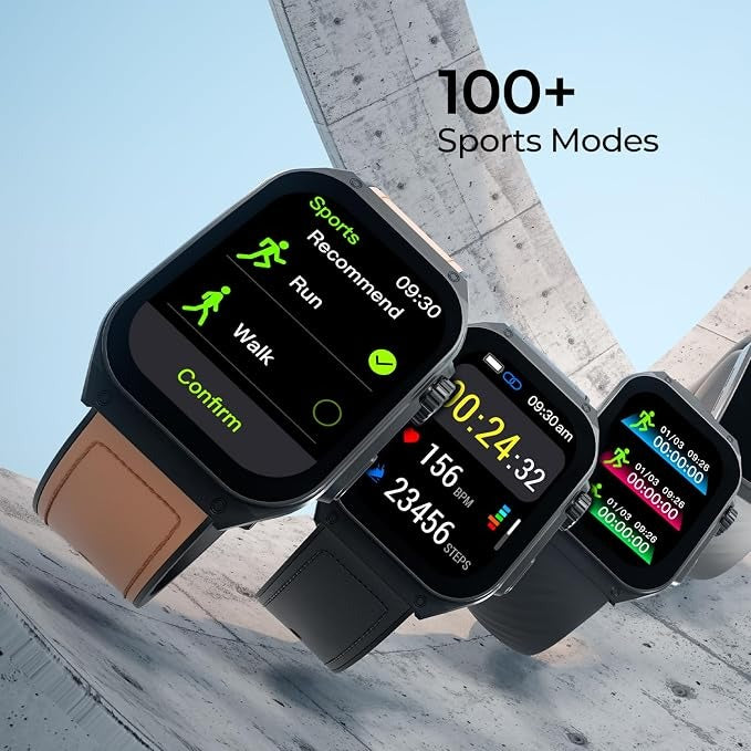 Fire-Boltt ARC 49.8mm (1.96 inch) AMOLED Always On Curved Display Smart Watch, Bluetooth Calling, Wireless Charging, 100+ Sports Modes, Water-Resistant 100+ Cloud Watch Faces (Black)