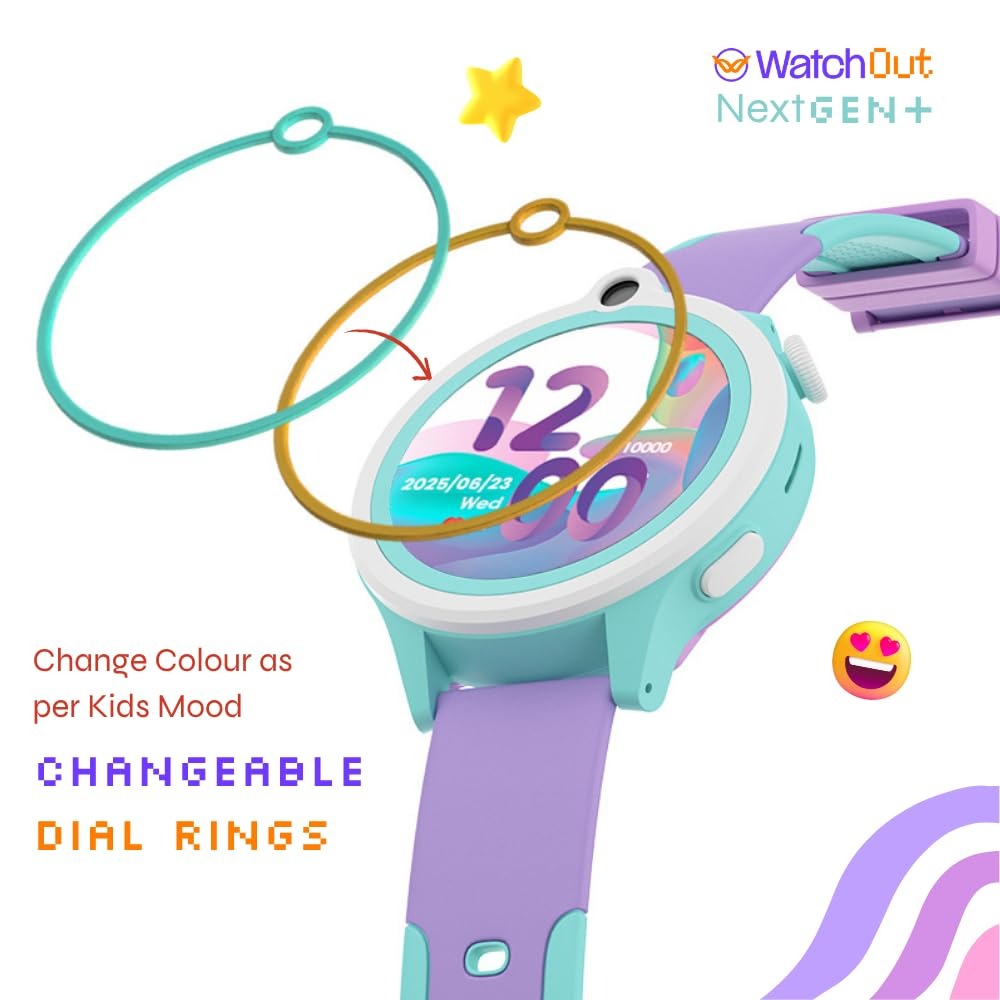WatchOut Next-Gen+ Smart Watch for Kids, GPS Watch for Kid Tracker, with Sim Slot 5G, Video & Voice Calling, Heart Rate & Fever Alert, SOS Emergency Alerts, Smart Watch for Kids 3-13