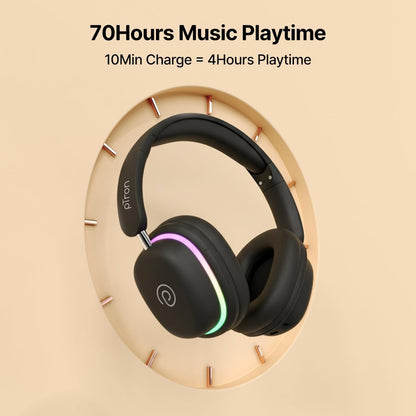 pTron Studio Xtreme Wireless Over-Ear Headphones – 70H, RGB & Low Latency