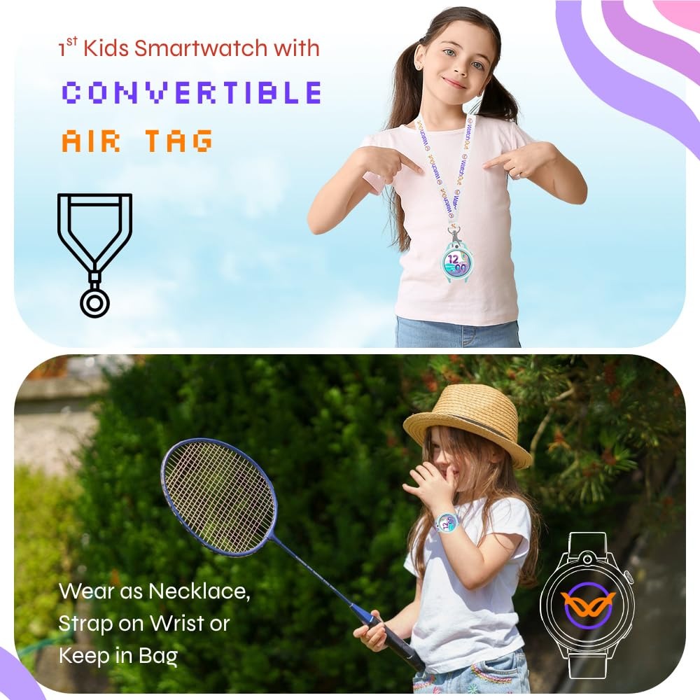WatchOut Next-Gen+ Smart Watch for Kids, GPS Watch for Kid Tracker, with Sim Slot 5G, Video & Voice Calling, Heart Rate & Fever Alert, SOS Emergency Alerts, Smart Watch for Kids 3-13