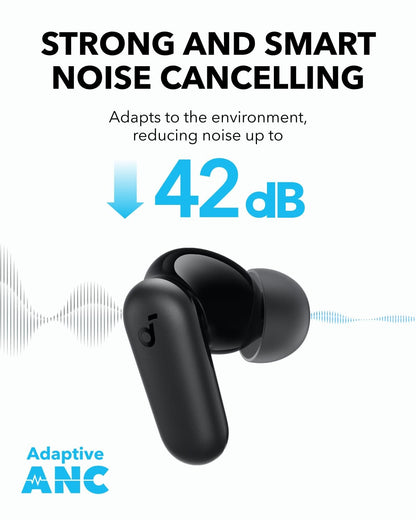 soundcore R50I NC by Anker Noise Cancelling in Ear Earbuds,Strong 42Db Adaptive Noise Cancelling,Powerful Bass,45H Playtime,2-in-1 Case and Phone Stand,Ip54,Fast Charge 10Min = 120 Min,Bluetooth 5.4