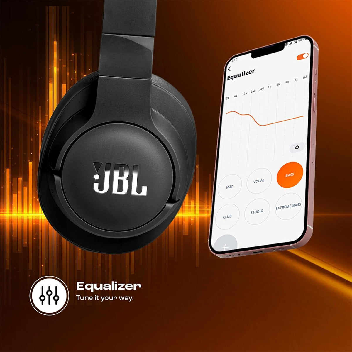 JBL Tune 770NC Wireless Over Ear Headphones with Adaptive Noise Cancellation, Upto 70H Battery, Smart Ambient, Speed Charge, Customized EQ, Google Fast Pair, Multipoint Connect, BT 5.3 - Black