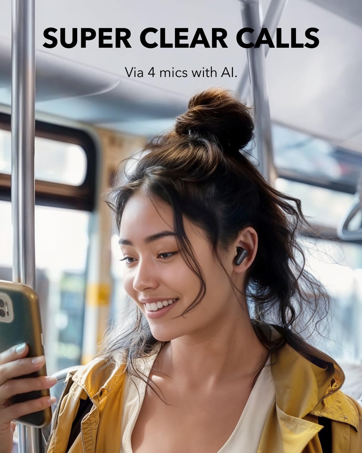 soundcore R50I NC by Anker Noise Cancelling in Ear Earbuds,Strong 42Db Adaptive Noise Cancelling,Powerful Bass,45H Playtime,2-in-1 Case and Phone Stand,Ip54,Fast Charge 10Min = 120 Min,Bluetooth 5.4