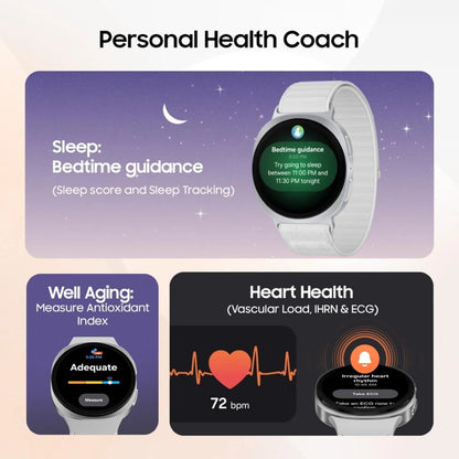 Samsung Galaxy Watch8 (44mm, Bluetooth, Silver) with 3nm Processor | Dual GPS | Sapphire Glass & Armor Aluminum | 5ATM & IP68 | BP, ECG, IHRN & Vascular Load Monitoring | Anti-oxidant Index