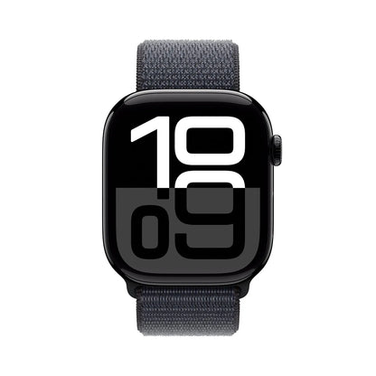 Apple Watch Series 10 [GPS 46 mm] Smartwatch with Jet Black Aluminium Case with Ink Sport Loop. Fitness Tracker, ECG App, Always-On Retina Display, Carbon Neutral