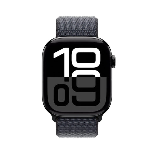 Apple Watch Series 10 [GPS 46 mm] Smartwatch with Jet Black Aluminium Case with Ink Sport Loop. Fitness Tracker, ECG App, Always-On Retina Display, Carbon Neutral